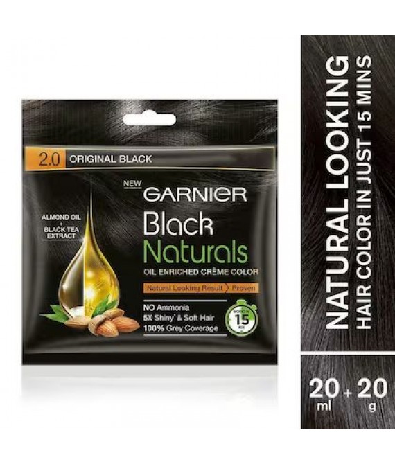Garnier Black Naturals Ammonia Free Hair Colour, Original Black (20 g + 20 ml)