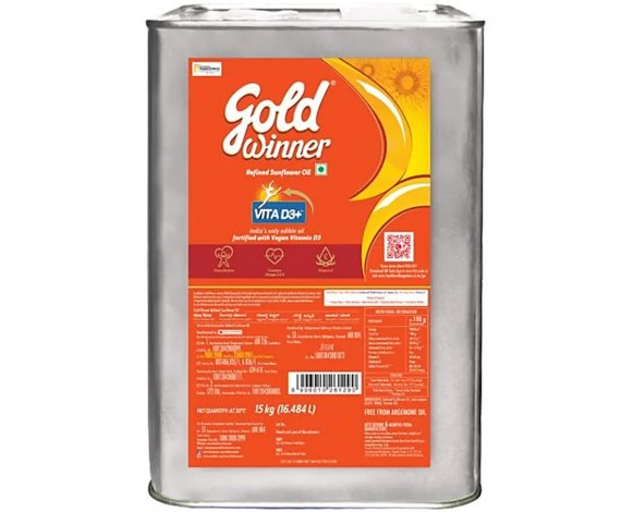 Gold Winner Refined Sunflower Oil - 15 kg Tin