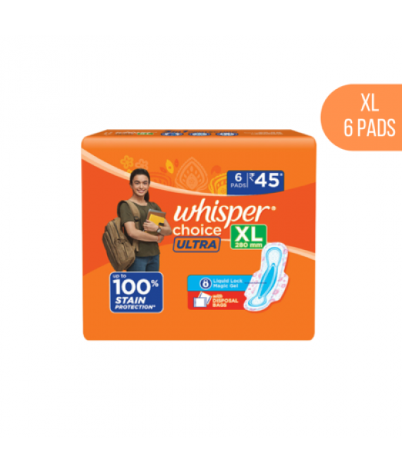 Whisper Choice Ultra XL Wings Sanitary Pad (Pack of 6)