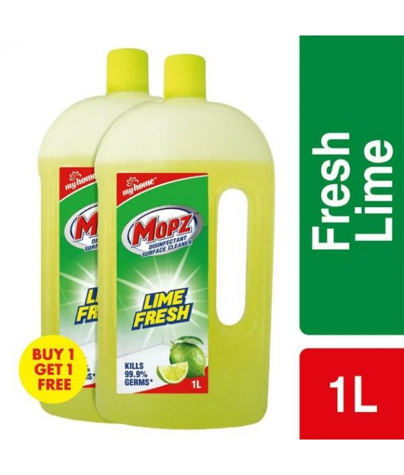 My Home Mopz Lime Fresh Disinfectant Surface Cleaner 1 L (Buy 1 Get 1 Free)