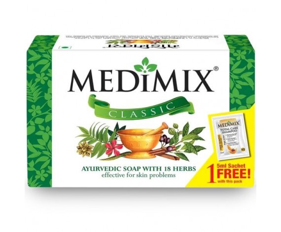 Medimix 75g soap + 5ml Shampoo Free