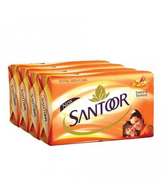Santoor Sandal & Turmeric Soap Bar, 41g (Pack of 4)